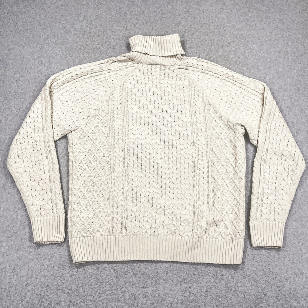 Nike Cable Knit Sweater Mens Small Ivory Turtleneck Swoosh Knit FB7770-072 - Picture 2 of 12